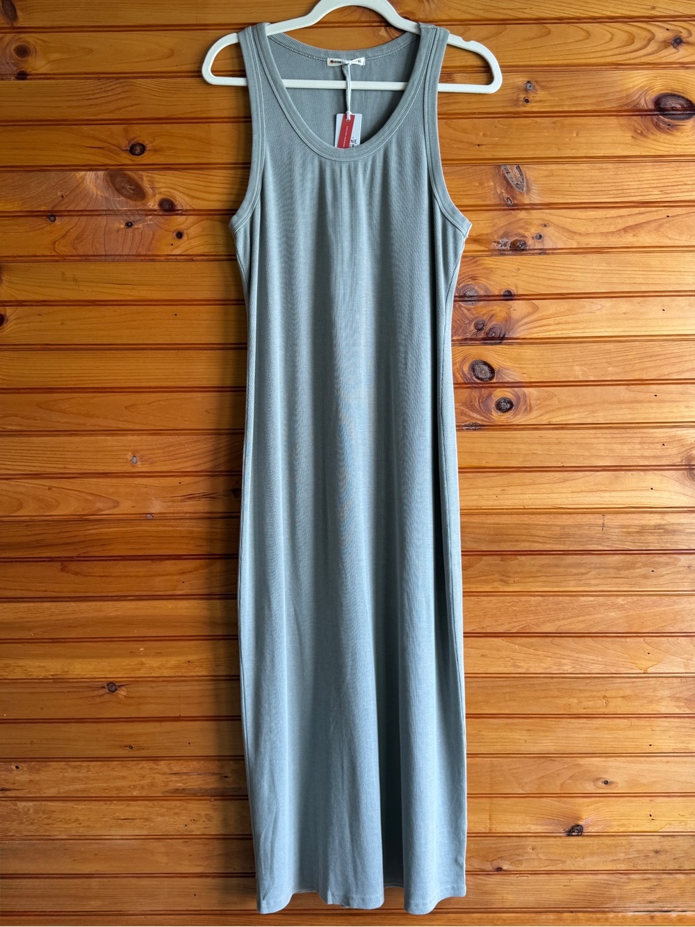 Marine Layer Lexi Sun-In Dress XL Faded Olive Ribbed Maxi Coastal Casual NWT - Picture 2 of 11